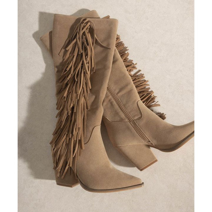 Knee-High Fringe Boots