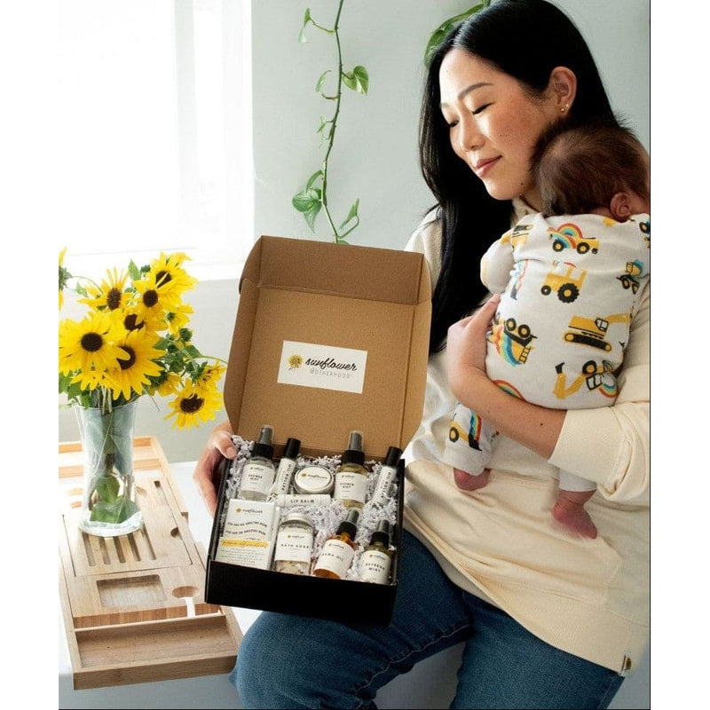 Sunflower Motherhood Deluxe Self Care Gift Box Bath & Body Gift Set White Smoke