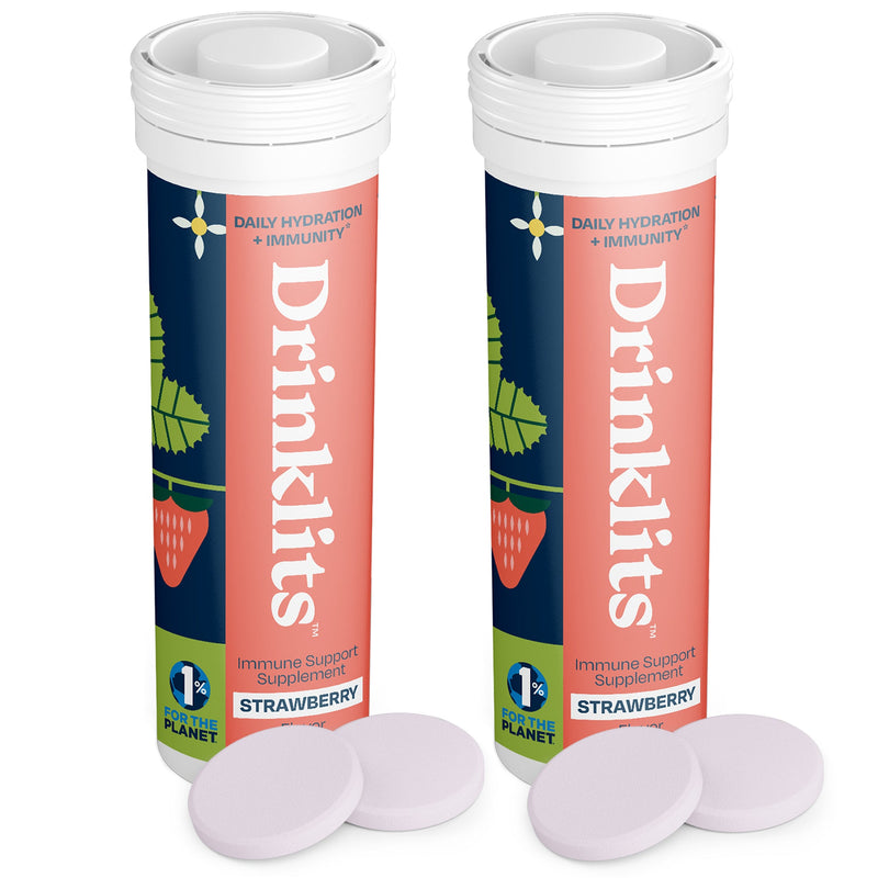 Drinklits Strawberry Best Immune Support Tablets (2) Tube Bundle Hydration Electrolyte Tablets