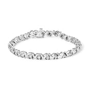 Bids.com 10K White Gold 1 1/2 Cttw Diamond Alternating Diamond and X-Link 7.5" Tennis Bracelet (H-I Color, I2-I3 Clarity) Bracelets