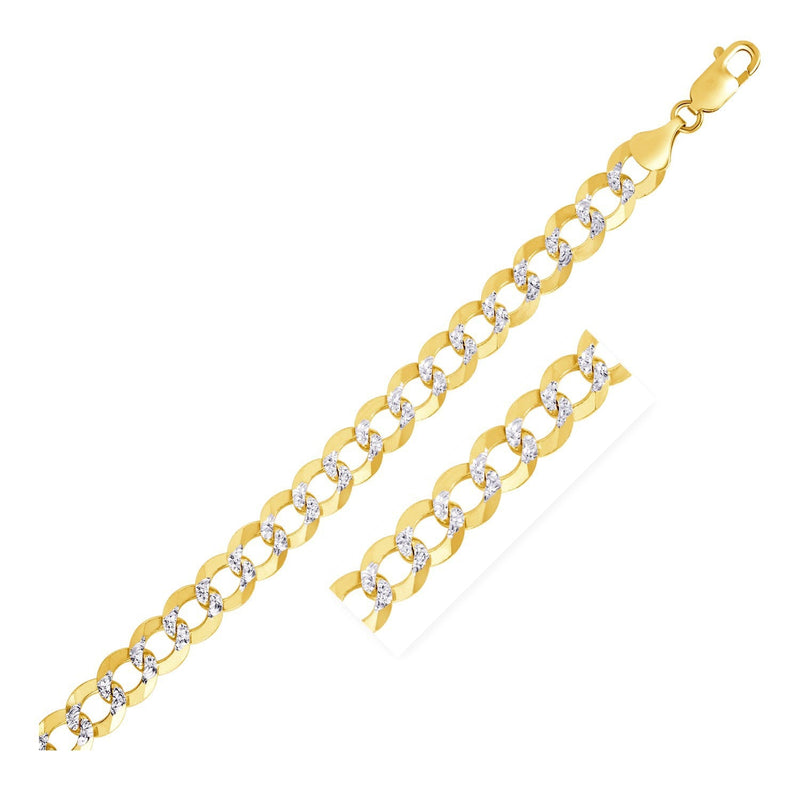 Bids.com 8.2 mm 14k Two Tone Gold Pave Curb Chain Necklaces