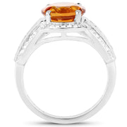 Bids.com 2.81 Carat Genuine Citrine and White Topaz .925 Sterling Silver Ring Rings