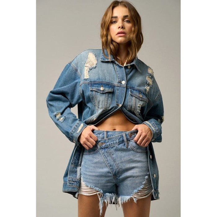 Crossover Premium Denim Mom Shorts