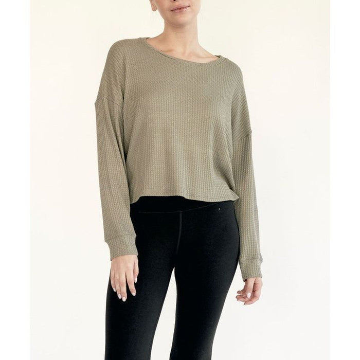 Bamboo Waffle Loose Crop T