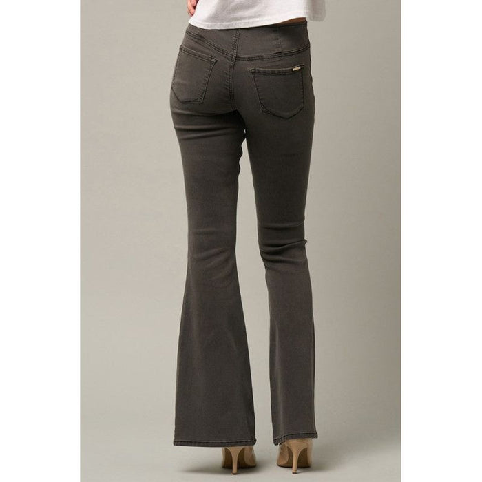 Mid Rise Banded Wide Flare Jeans