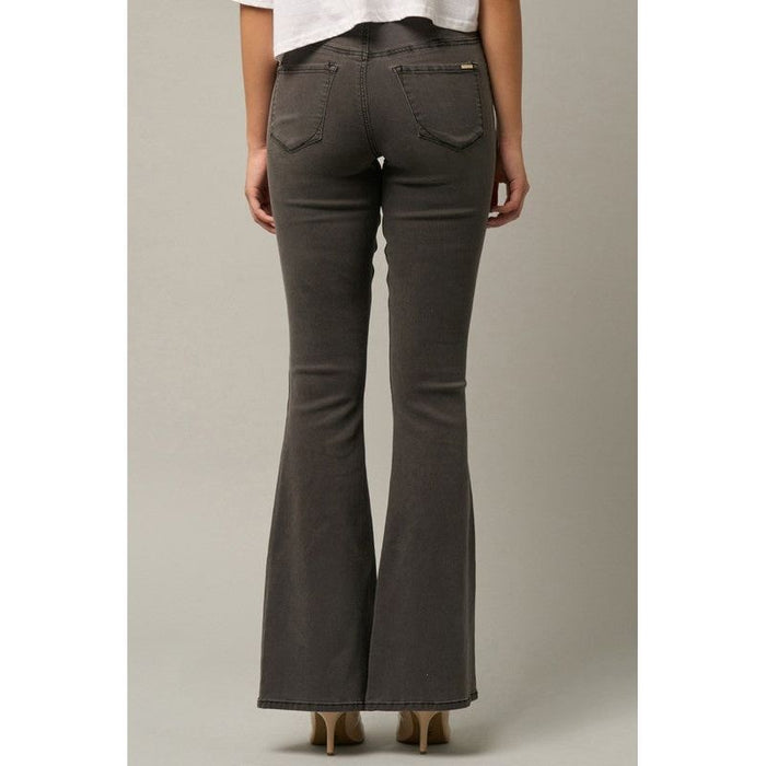 Mid Rise Banded Wide Flare Jeans