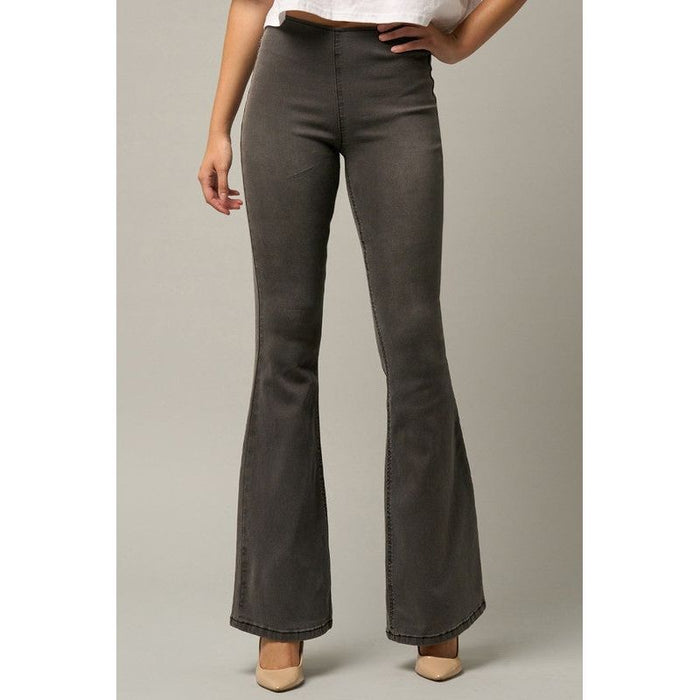 Mid Rise Banded Wide Flare Jeans