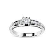 Bids.com 14K White Gold 1/2 Cttw Diamond Solitaire Pave Set Engagement Ring (G-H Color, VS2-SI1 Clarity) - Size 7 Rings