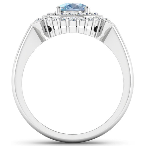 Bids.com 1.57 Carat Genuine Aquamarine and White Diamond 14K White Gold Ring Rings