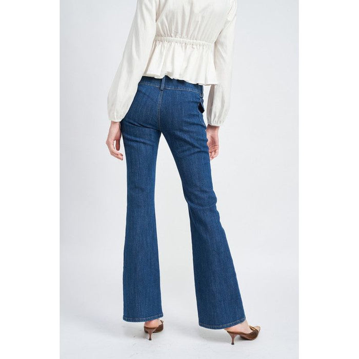 Low Waist Denim Flared Pants