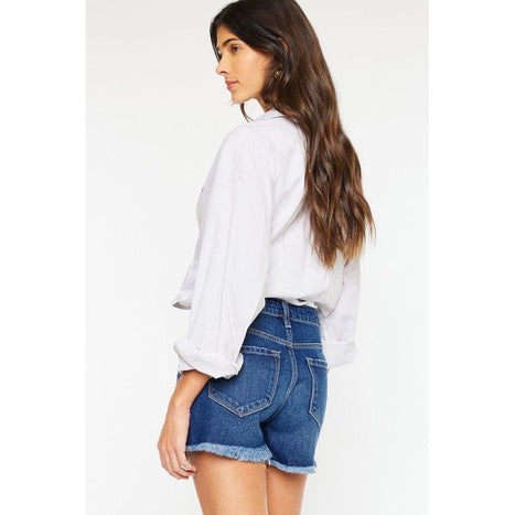 High Rise No Stitch Frayed Hem Shorts