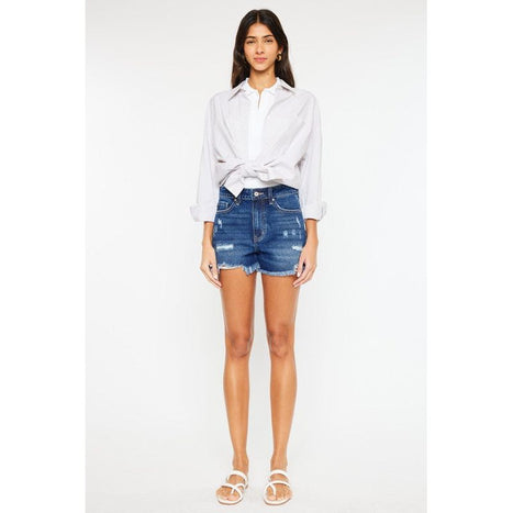 High Rise No Stitch Frayed Hem Shorts