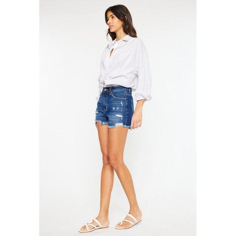 High Rise No Stitch Frayed Hem Shorts