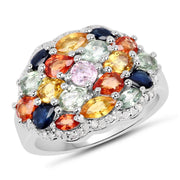 Bids.com 2.85 Carat Genuine Multi Sapphire .925 Sterling Silver Ring Rings
