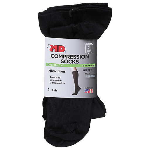 #NAME? +MD Md Microfiber Over The Calf Compression Socks Black, Medium Medical