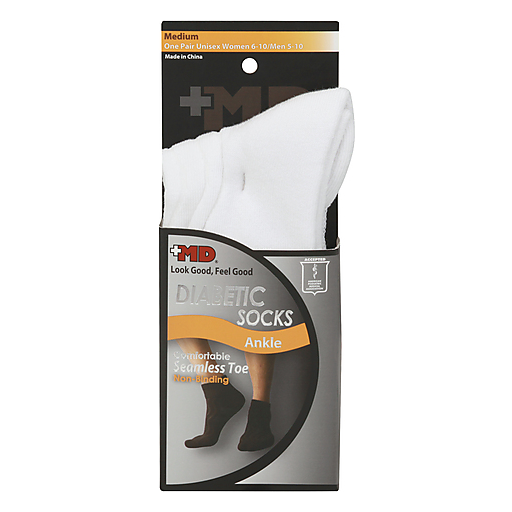 Plus MD Diabetic Socks Plus MD™ Diabetic Socks – Seamless Toe – White Ankle – Medium Medicine Cabinets