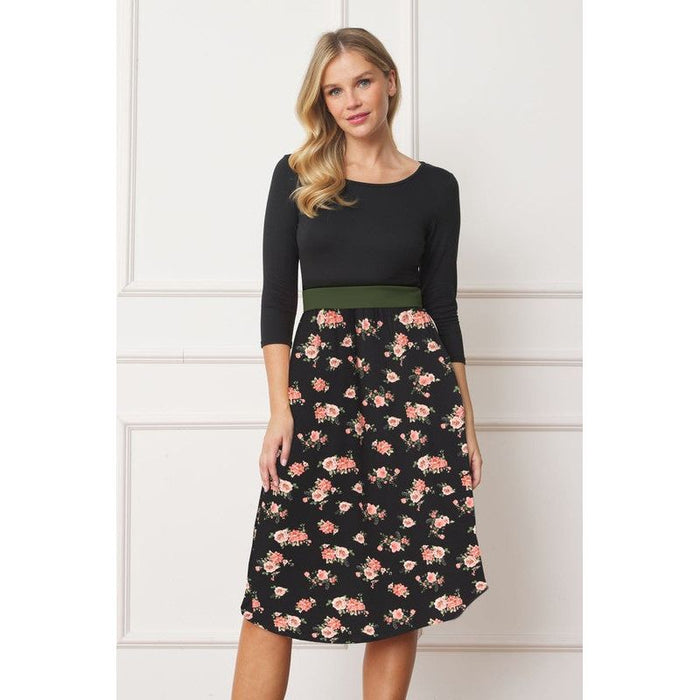 Curved Hem Band Midi Dress