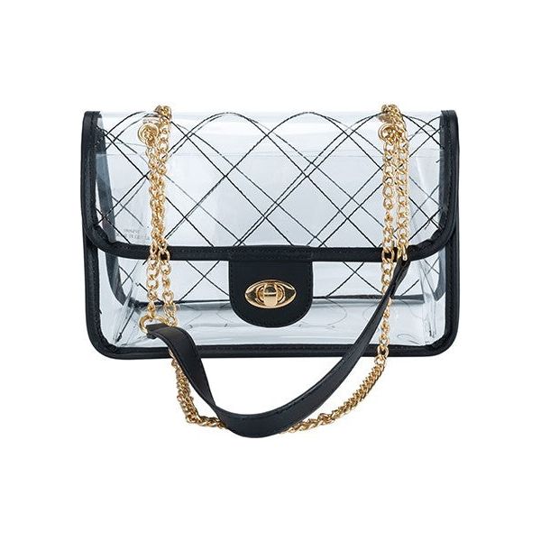 TRENDY  HIGH QUALITY QUILTED CLEAR PVC BAG