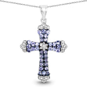 Bids.com 1.84 Carat Genuine Tanzanite and White Zircon .925 Sterling Silver Pendant Pendants