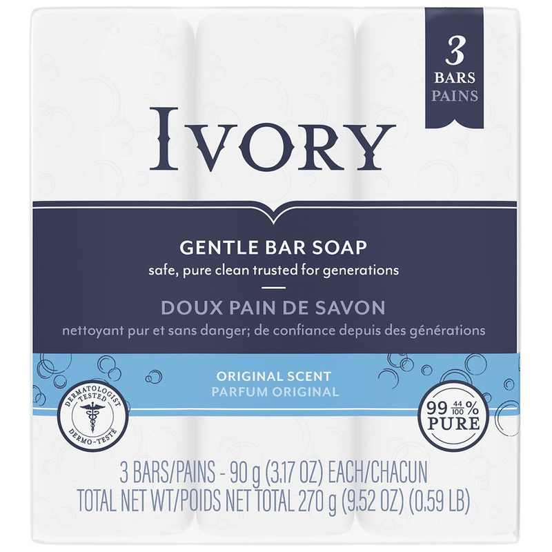 Ivory Ivory Gentle Bar Soap Original Scent 3.17 Oz 3 Count Bar Soap White Smoke