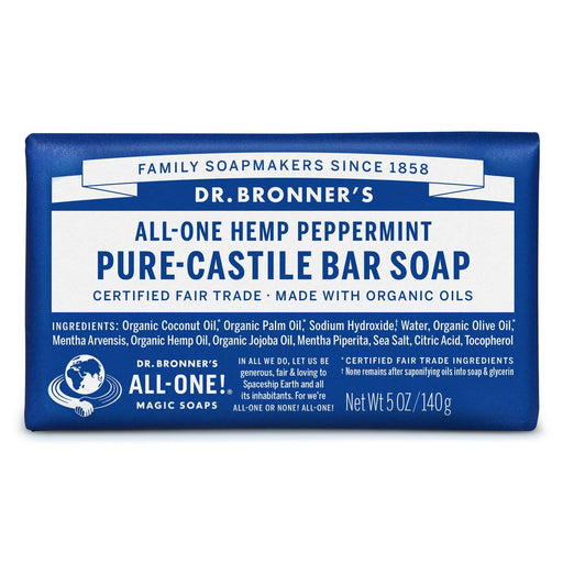Dr Bronner's Dr Bronner's Bar Soap, Pure Castile, All One Hemp, Peppermint 5 Oz Bar Soap
