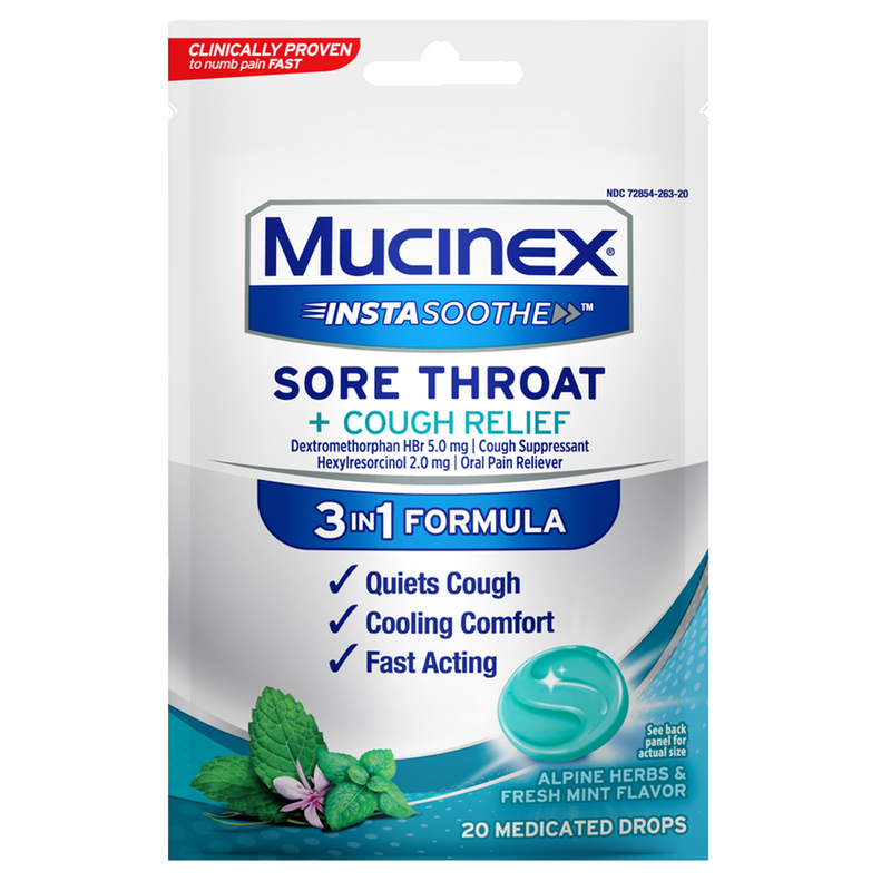 Mucinex Mucinex® InstaSoothe™ Sore Throat + Cough Relief Drops - Alpine Herb & Fresh Mint (40 ct.) Respiratory Care