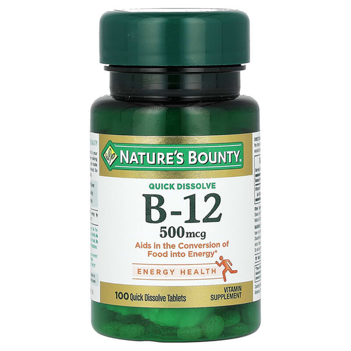 Nature's Bounty Nature's Bounty Vitamin B-12, Natural Cherry, 500 Mcg, 100 Quick Dissolve Tablets Vitamins & Supplements White Smoke