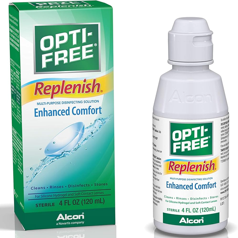 Opti-Free Opti-Free Replenish Contact Lens Solution, Enhanced Comfort, 4 Oz Health & Beauty