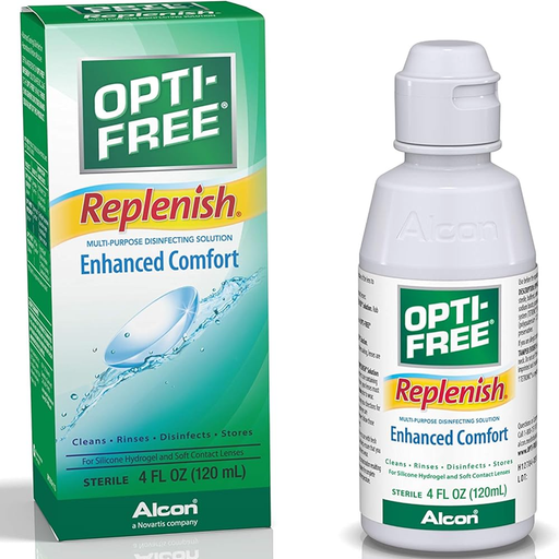 Opti-Free Opti-Free Replenish Contact Lens Solution, Enhanced Comfort, 4 Oz Health & Beauty