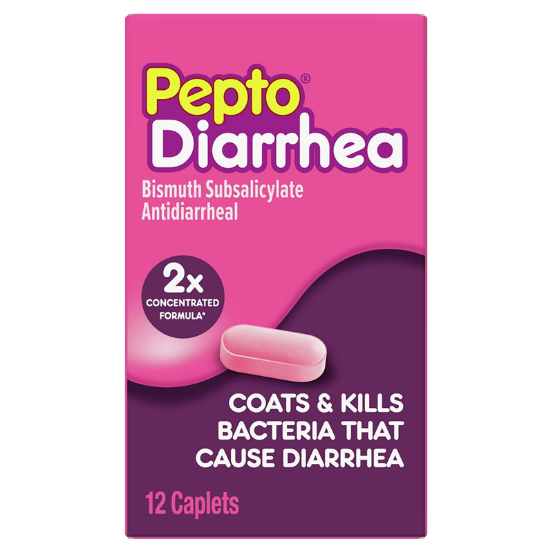 Pepto Bismol Pepto Bismol CAPLETS, Anti Diarrhea Medicine For Fast And Effec Personal Care Pale Violet Red