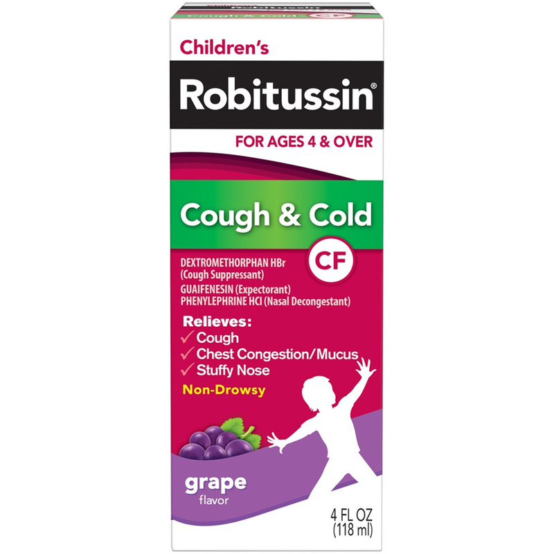Robitussin Robitussin Children's CF Grape Flavor Cough & Cold Non-Drowsy Liquid 4 Fl. Oz. Box Health & Beauty White Smoke