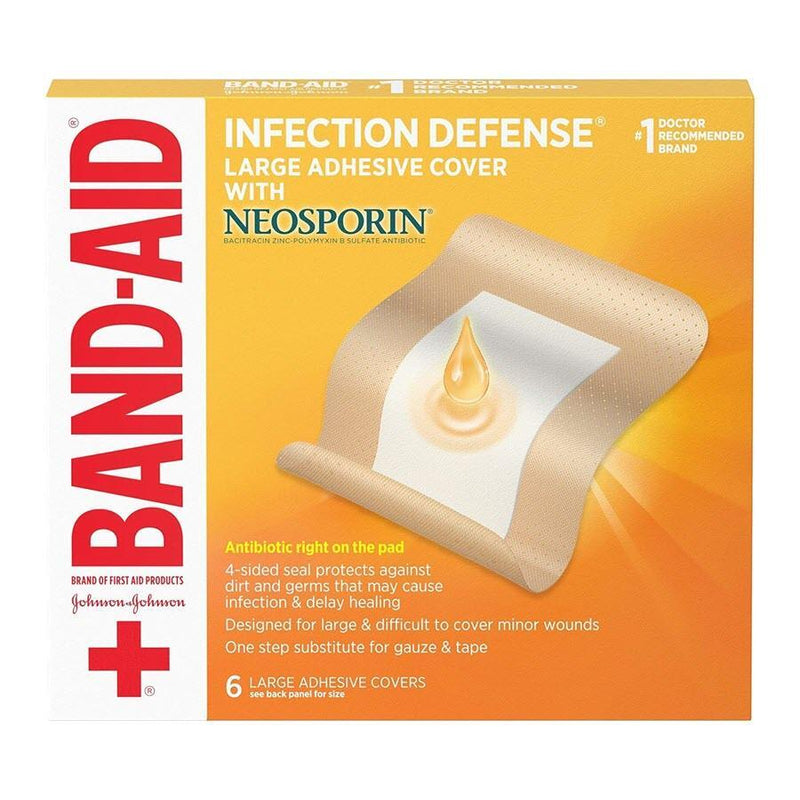 Band-Aid Band-Aid Infection Defense Adhesive Wound Covers With Neosporin Ointment, Large, 6ct Medical Tape & Bandages