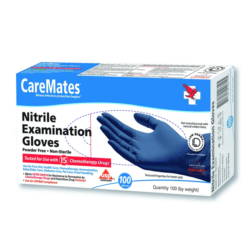 CareMates CareMates Nitrile Powder Free Examination Gloves, Medium Disposable Gloves