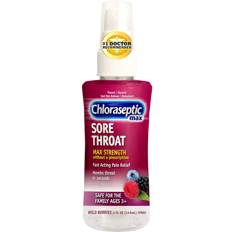 Chloraseptic Chloraseptic Max Strength Sore Throat Spray, Wild Berries Flavor, 4.0 Fl Oz Health & Beauty