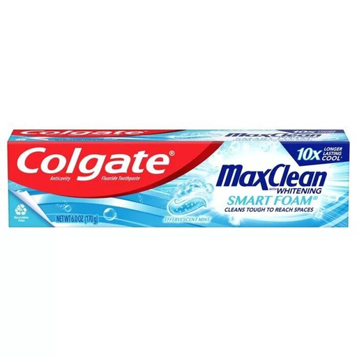 Colgate Colgate Max Clean Smart Foam With Whitening Toothpaste, Effervescent Mint Toothpaste 6oz Toothpaste