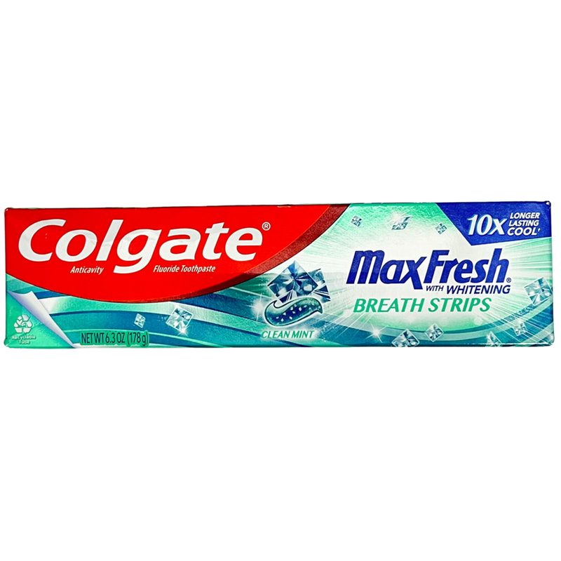 Colgate Colgate Max Fresh Whitening Anticavity Fluoride Toothpaste With Breath Strips, Clean Mint Toothpaste