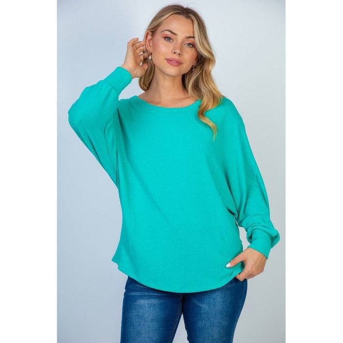 Gauze Knit Top with Cross Over Back in Seafoam