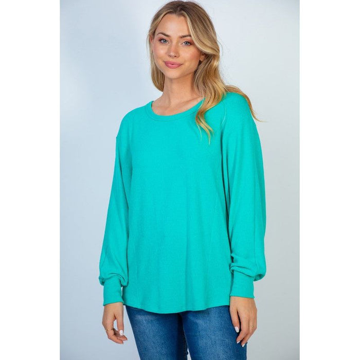 Gauze Knit Top with Cross Over Back in Seafoam