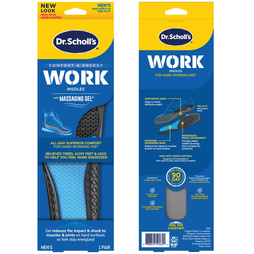 Dr. Scholl's Dr. Scholl's Comfort & Energy Work Massaging Gel Advanced Insoles For Men - Size (8-14) Health & Beauty