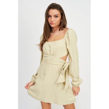 Emory Park Long Sleeve Tie Waist Mini Dress