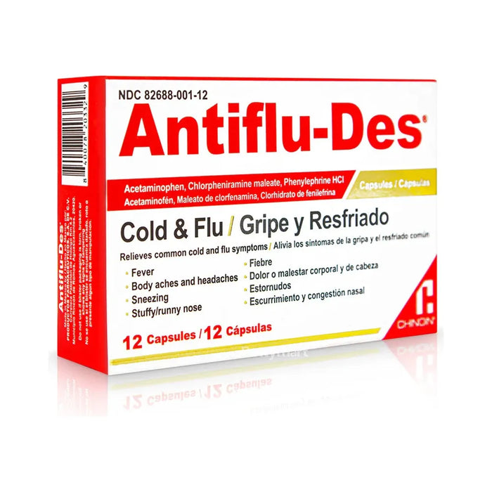 Antiflu-Des Cold & Flu 12 Caps - Case - 6 Units