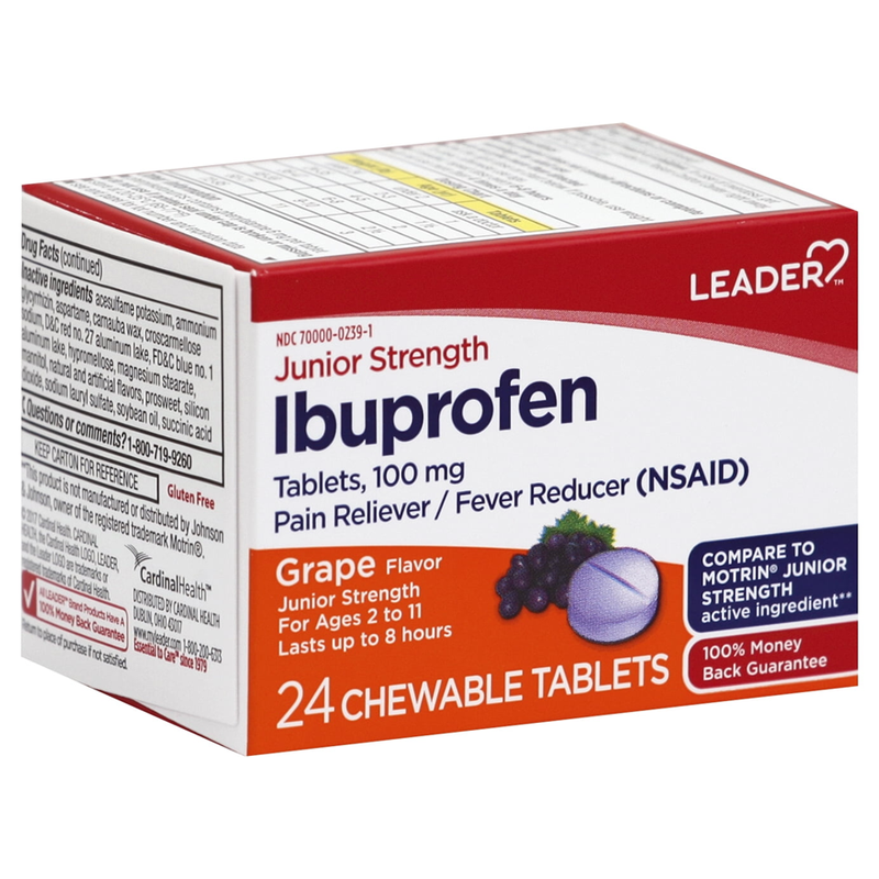 Leader Leader Junior Ibuprofen Chewable Tablets Grape 24ct Grapes Lavender