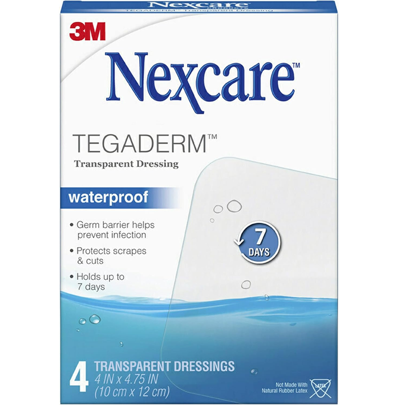 Nexcare Nexcare Tegaderm Transparent Dressing Waterproof 4in X 4.75 In First Aid White Smoke