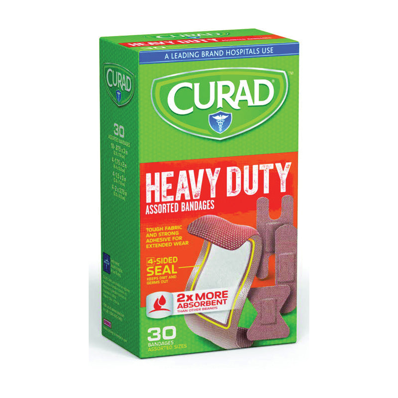 Curad Curad Extreme Hold Adhesive Bandages, Heavy-Duty Fabric – Assorted Sizes, 30 Count Medical Tape & Bandages