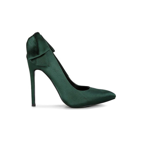 Hornet Green Satin Stiletto Pump Sandals