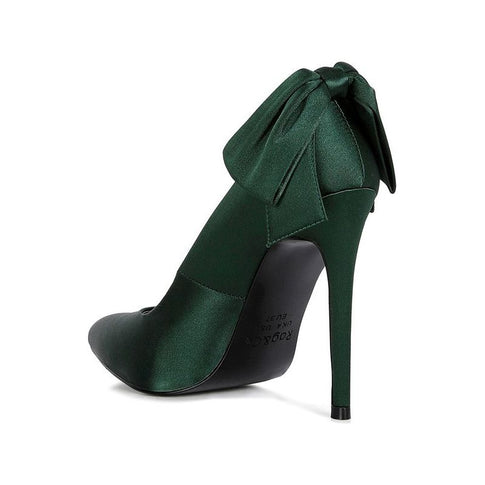 Hornet Green Satin Stiletto Pump Sandals