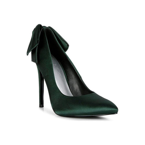 Hornet Green Satin Stiletto Pump Sandals