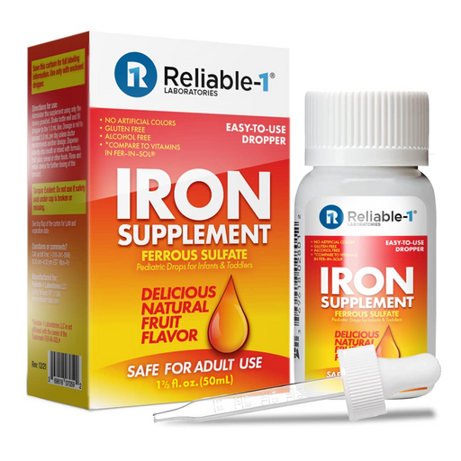 Reliable-1 Laboratories Reliable-1 Labs Iron Supplement: Ferrous Sulfate Drops (Fruit Flavor - 50 mL) Health & Beauty