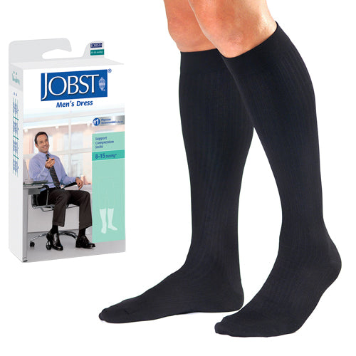 Jobst Jobst Men's Dress Knee High 8-15 Closed Toe Socks, Navy, Medium Socks White Smoke