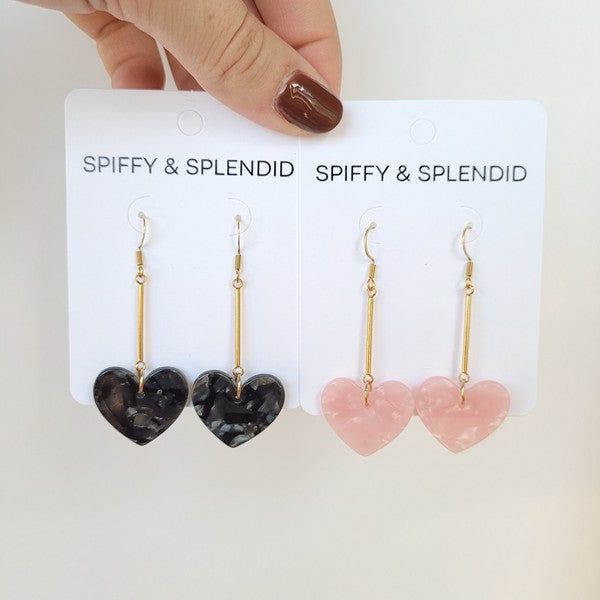 Mina Heart Earrings - Black